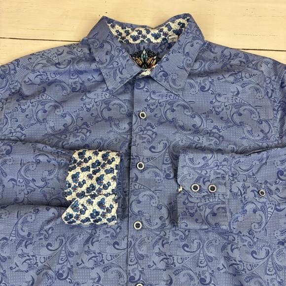 Robert Graham Other - Robert Graham Paisley Shirt Mens L Blue Button-Up Long Sleeve Contrast Cuff